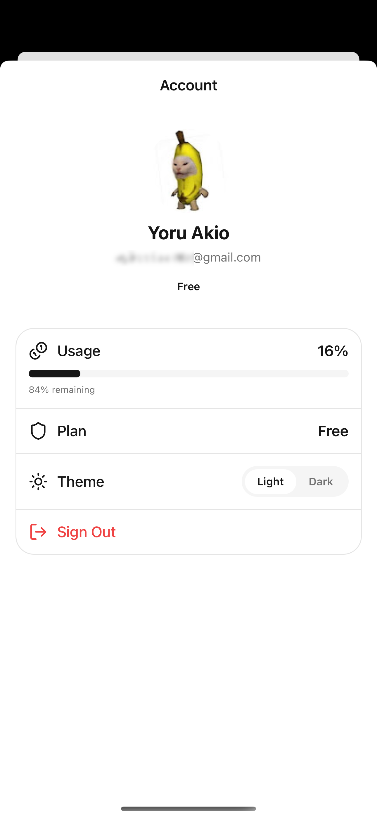 VesperAI account view