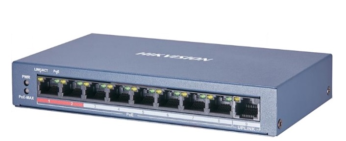 Switch mạng 8 cổng PoE 100M, 1 cổng uplink 10/100M , Layer 2 Hikvision DS-3E0109P-E/M(B)
