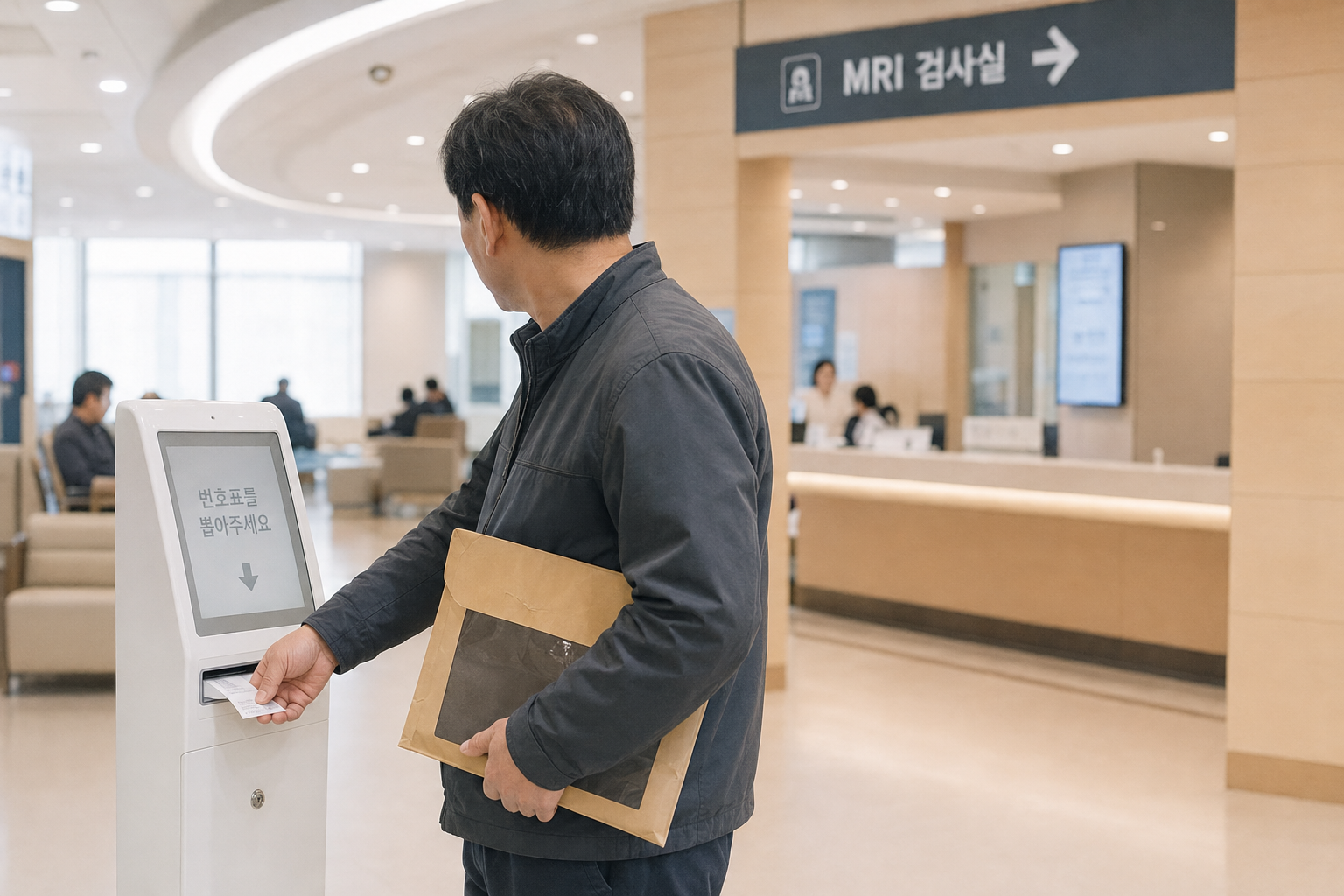 뇌 MRI 재촬영의 목적과 치료 단계, 인정 횟수를 병원에서 확인하는 장면