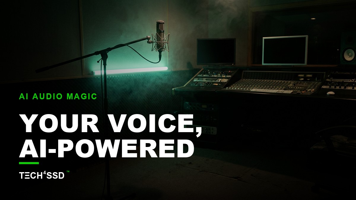 Futuristic sound wave transforming into a human vocal cord, subtle glowing lines, AI voice generators, content creation tools
