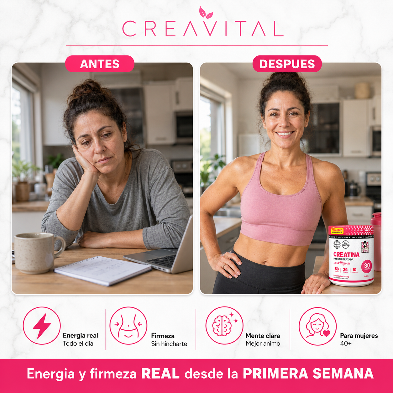 Antes y después con CREAVITAL