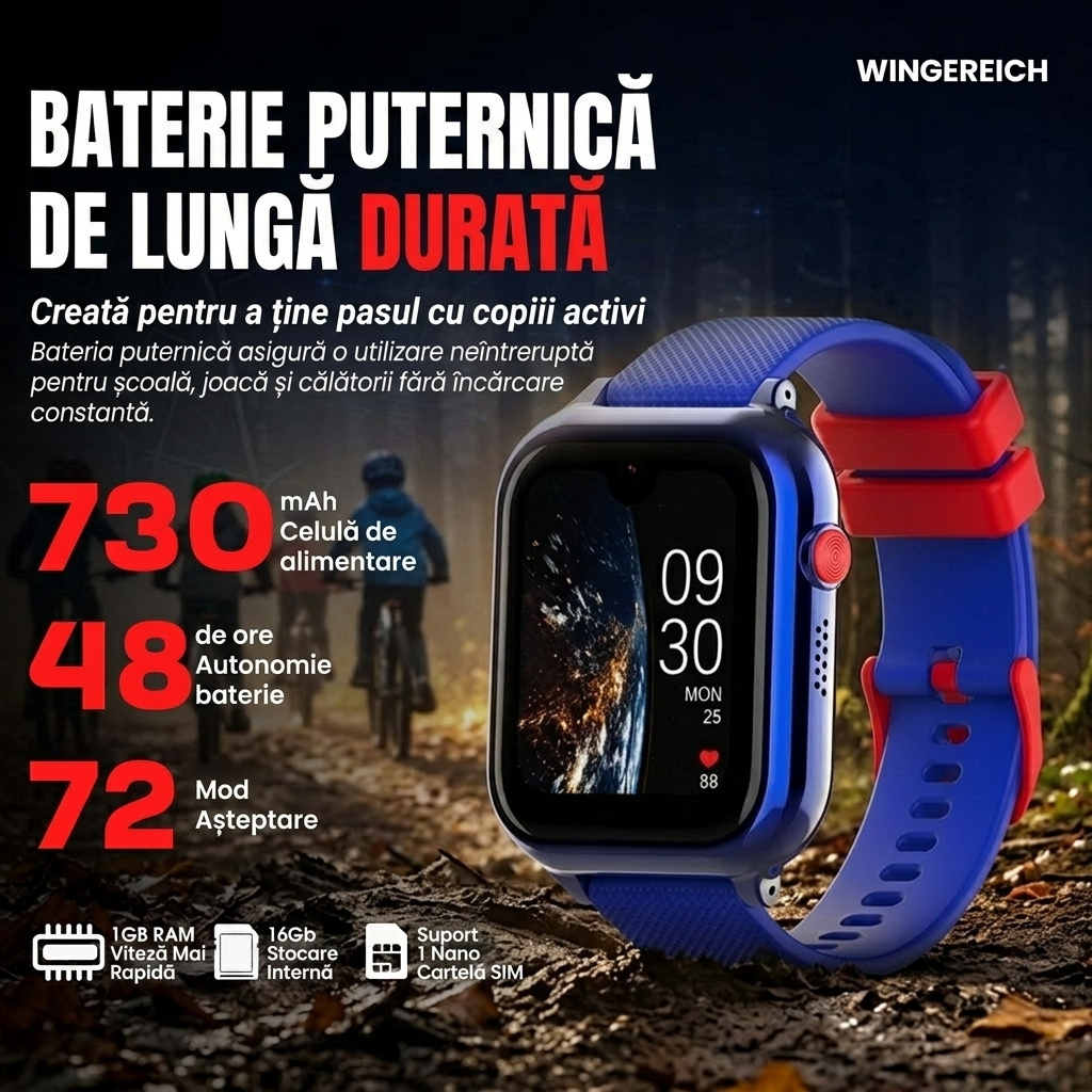 Ceas smartwatch Wingereich copii AI albastru
