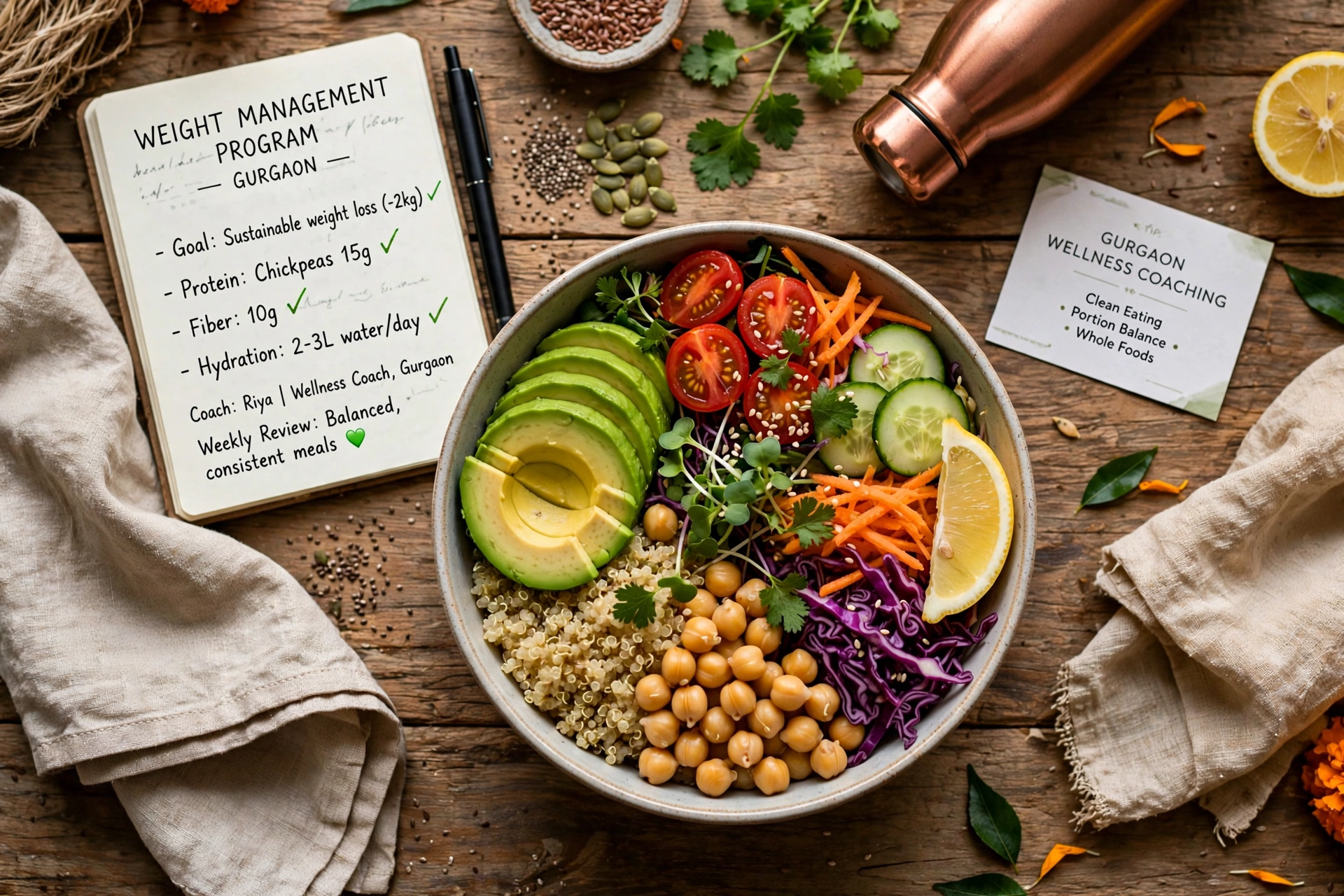 Best weight management program in Gurgaon — balanced whole-food bowl