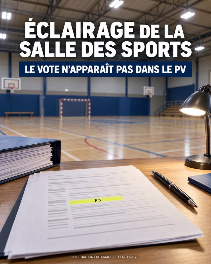 Bureau avec dossier, stylo et lampe devant une salle de sport floue en arrière-plan.