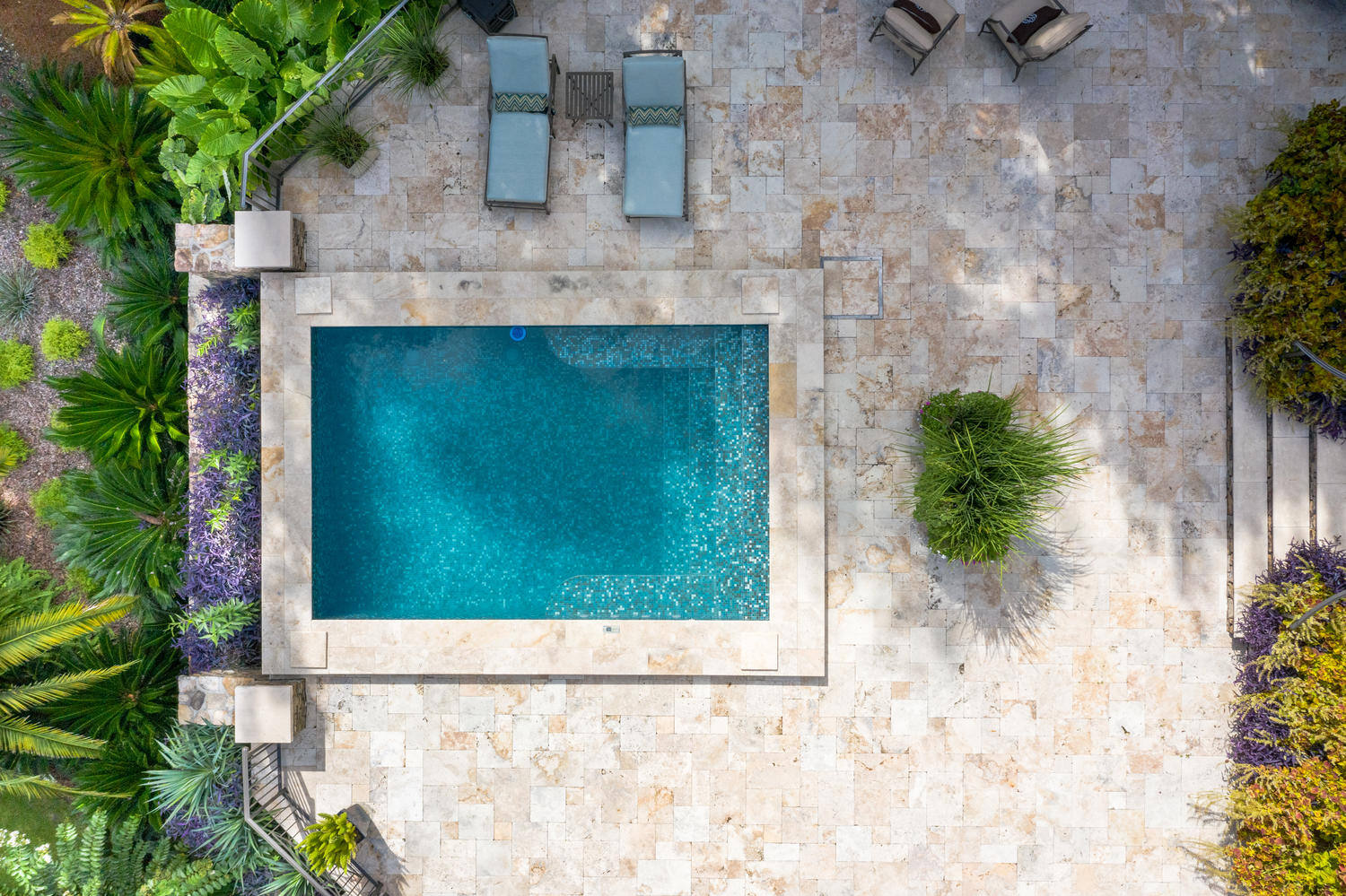 Resort-style tiled pool