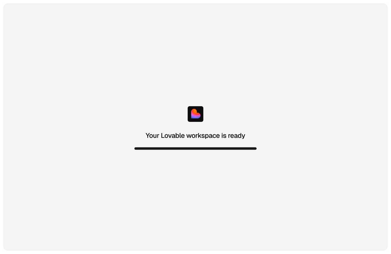 The workspace ready screen