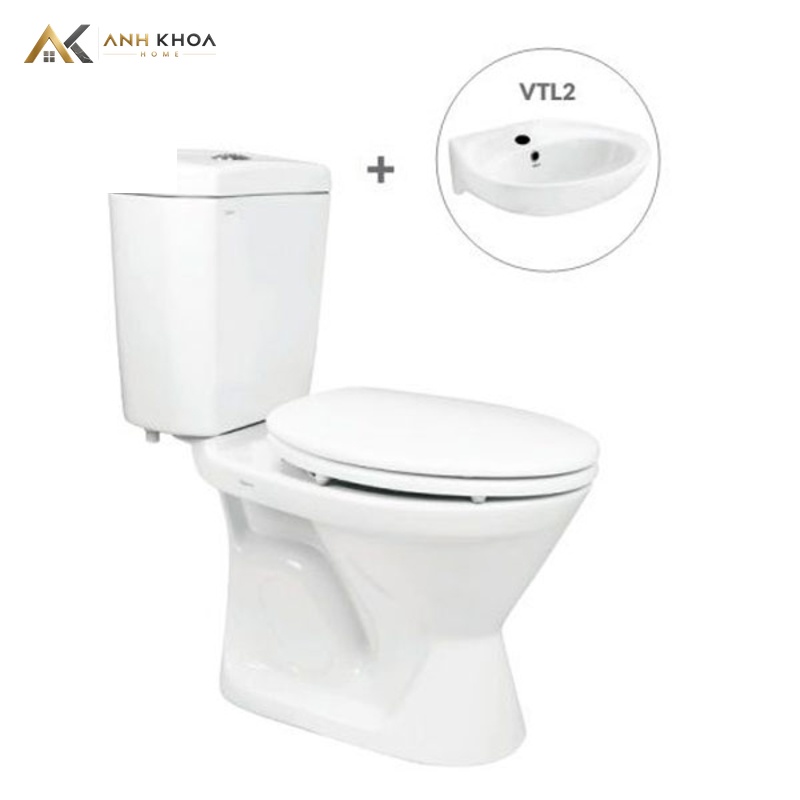 Bồn cầu Viglacera VI66 + Chậu VTL2 (hoặc VTL3) 