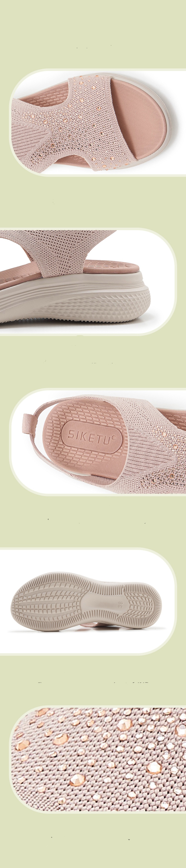 Women's Rhinestone Platform Sporty Comfort Sandals - Detail 5