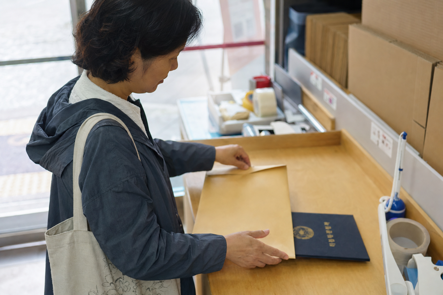 국가기술자격증 기재사항 변경 재발급 신청을 준비하는 장면
