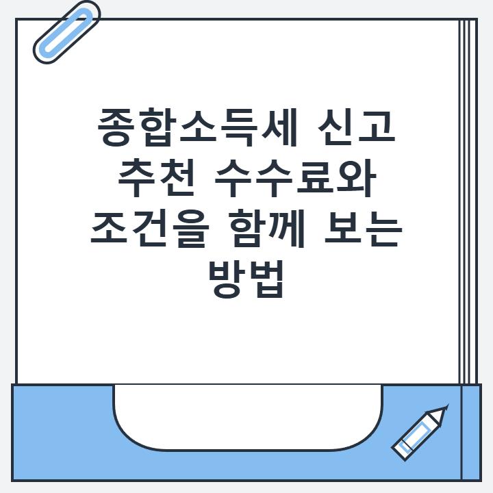 종합소득세 신고 추천 수수료와 조건을 함께 보는 방법