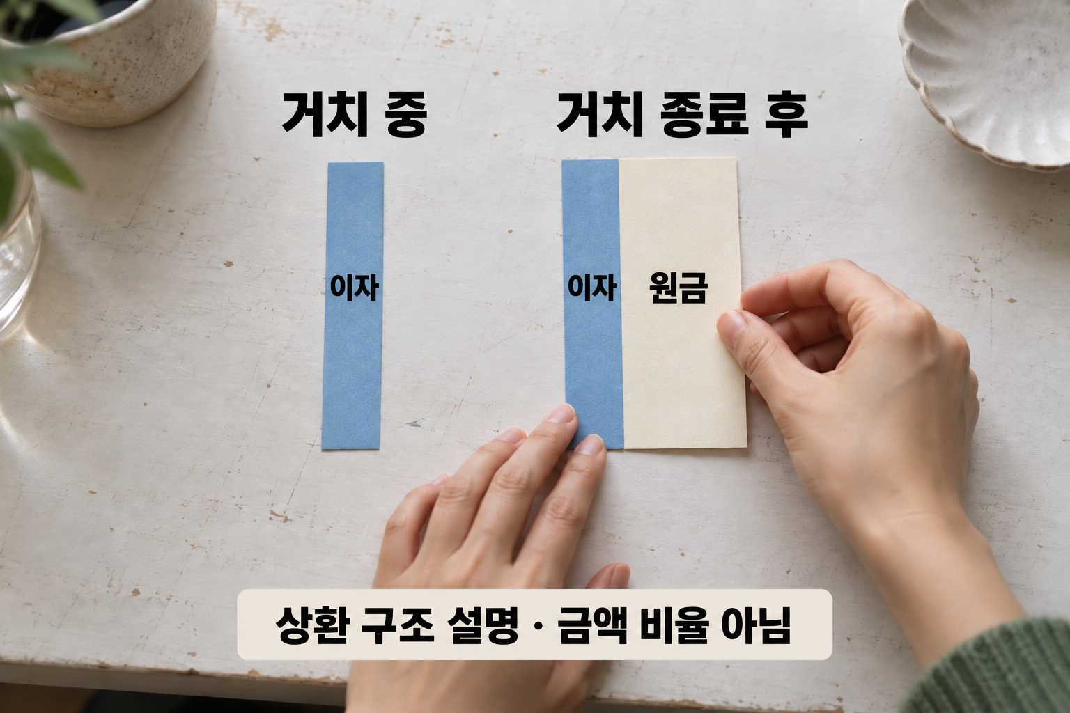 이자만 내는 기간과 원금·이자를 함께 갚는 기간의 구조를 나눈 설명 모형
