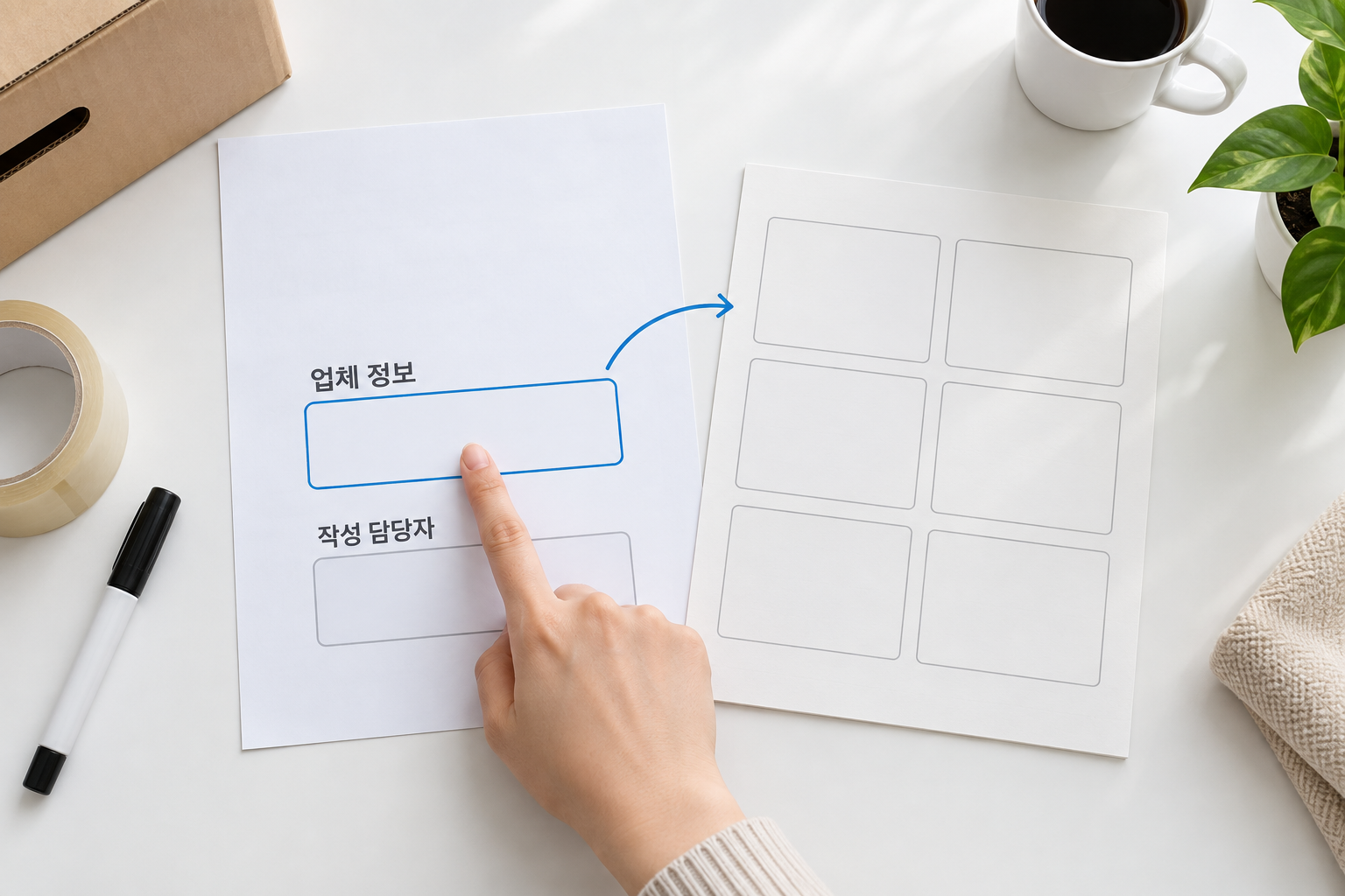견적서에서 업체 식별정보와 작성 담당자를 확보하는 설명용 장면