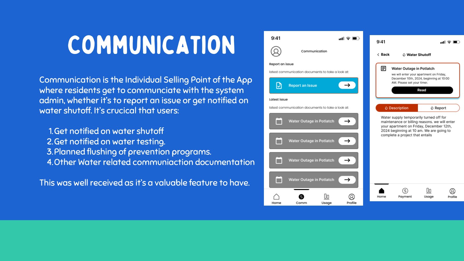 Communication feature screens