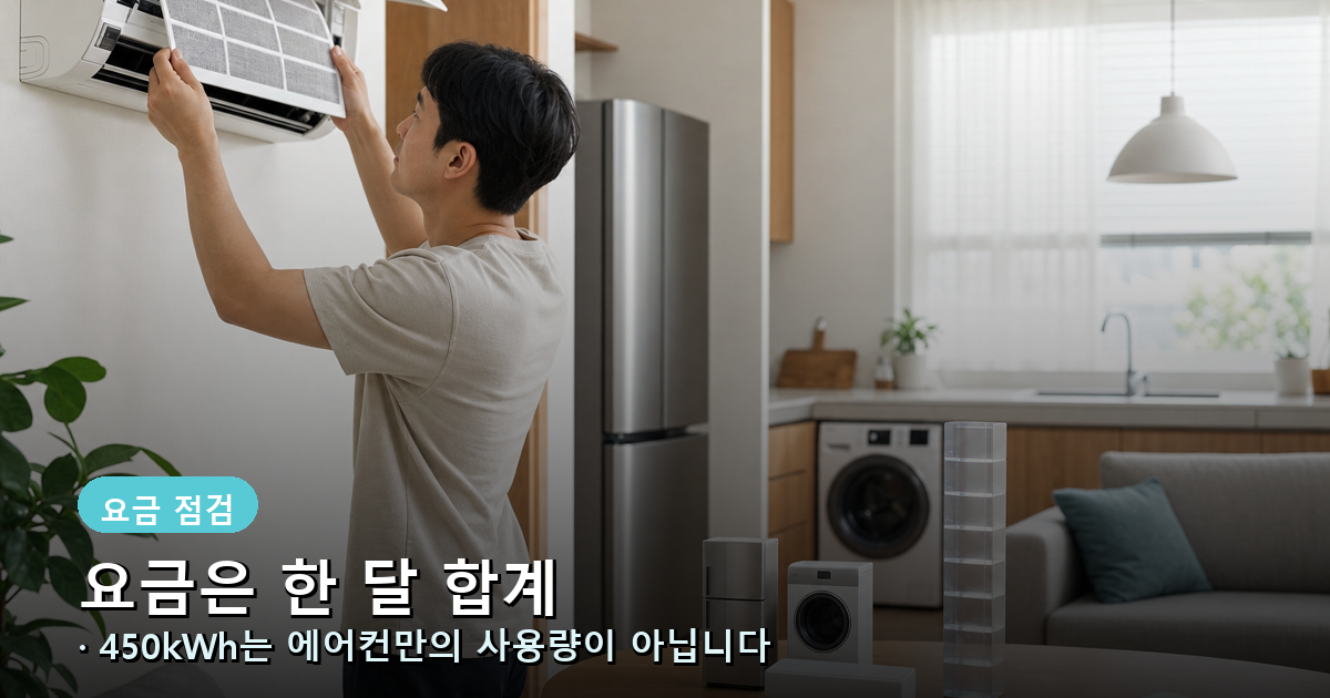 26도 설정과 필터 관리, 월간 누진구간의 적용 범위를 설명한 이미지