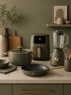 Modern kitchen cookware and utensils