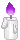 Pixel of a candle flaming with a purple flame