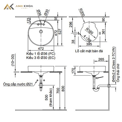 Ban ve ky thuat Chau rua Inax AL-294V