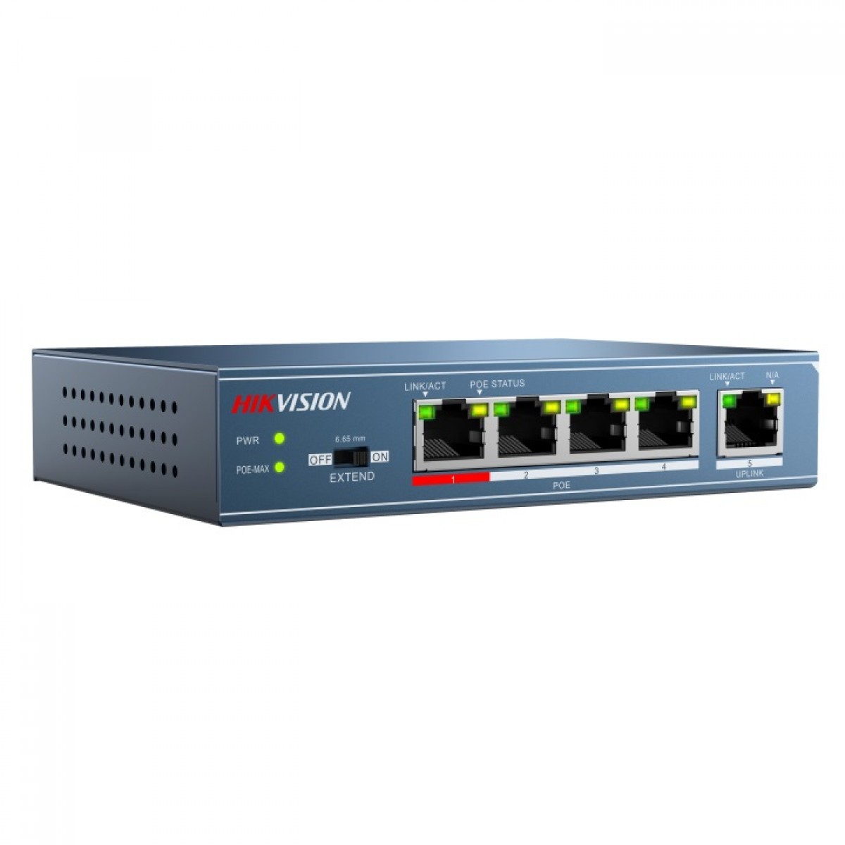 Switch mạng 4 cổng PoE 100M, 1 cổng uplink 10/100M , Layer 2 Hikvision DS-3E0105P-E(B)