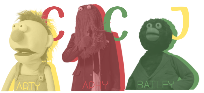 ccj: yellow guy, red guy, and duck