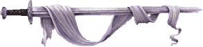 A sword with fabric draped over