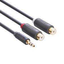 Cáp âm thanh Audio 3,5mm ra RCA âm dài 20cm chính hãng Ugreen 10547 cao cấp