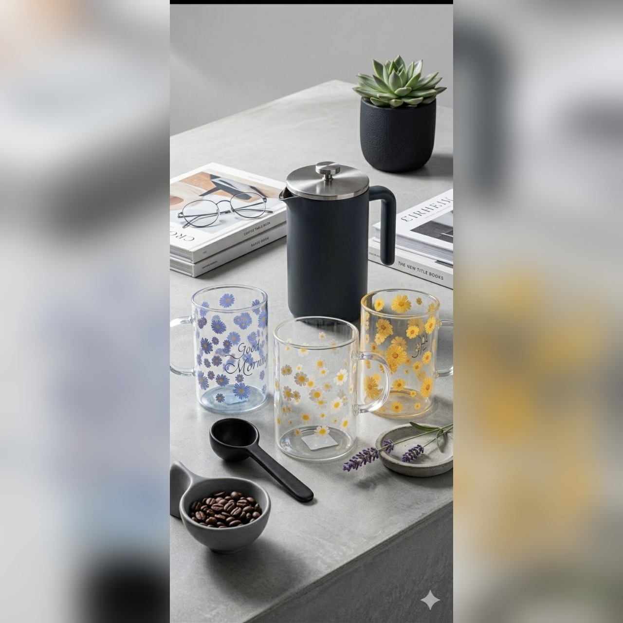 مج زجاج حراري شفاف بورد عباد الشمس Good Morning