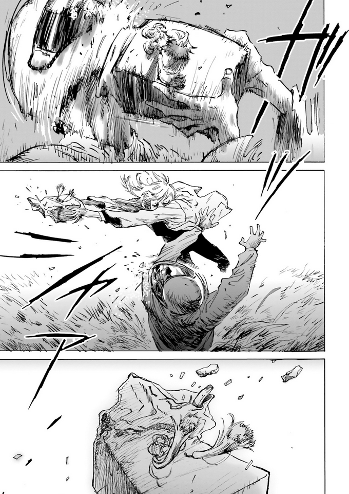 Panels of 'My Broken Mariko', depicting Tomoyo beating up a predatory man with an urn containing Mariko's ashes.