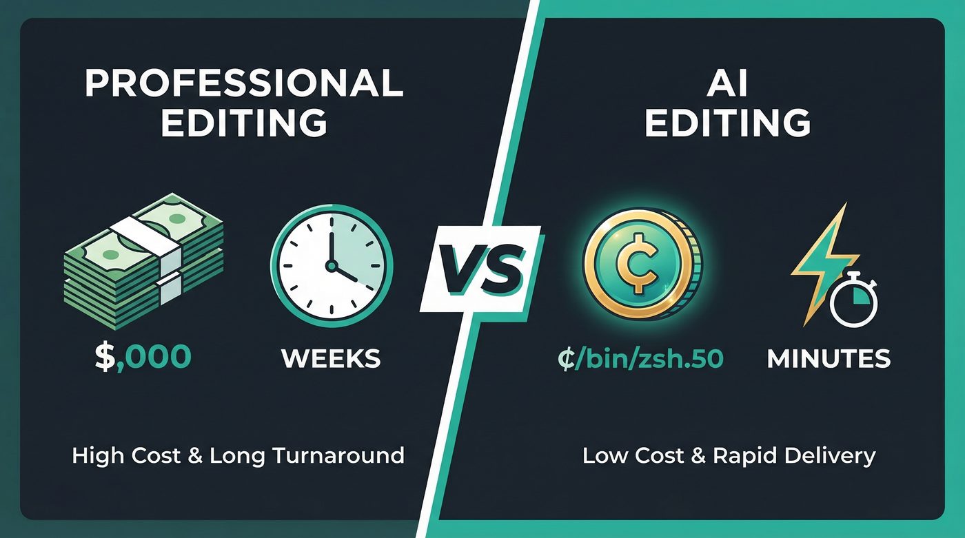 Professional editing costs thousands. Author Agent costs cents per edit.