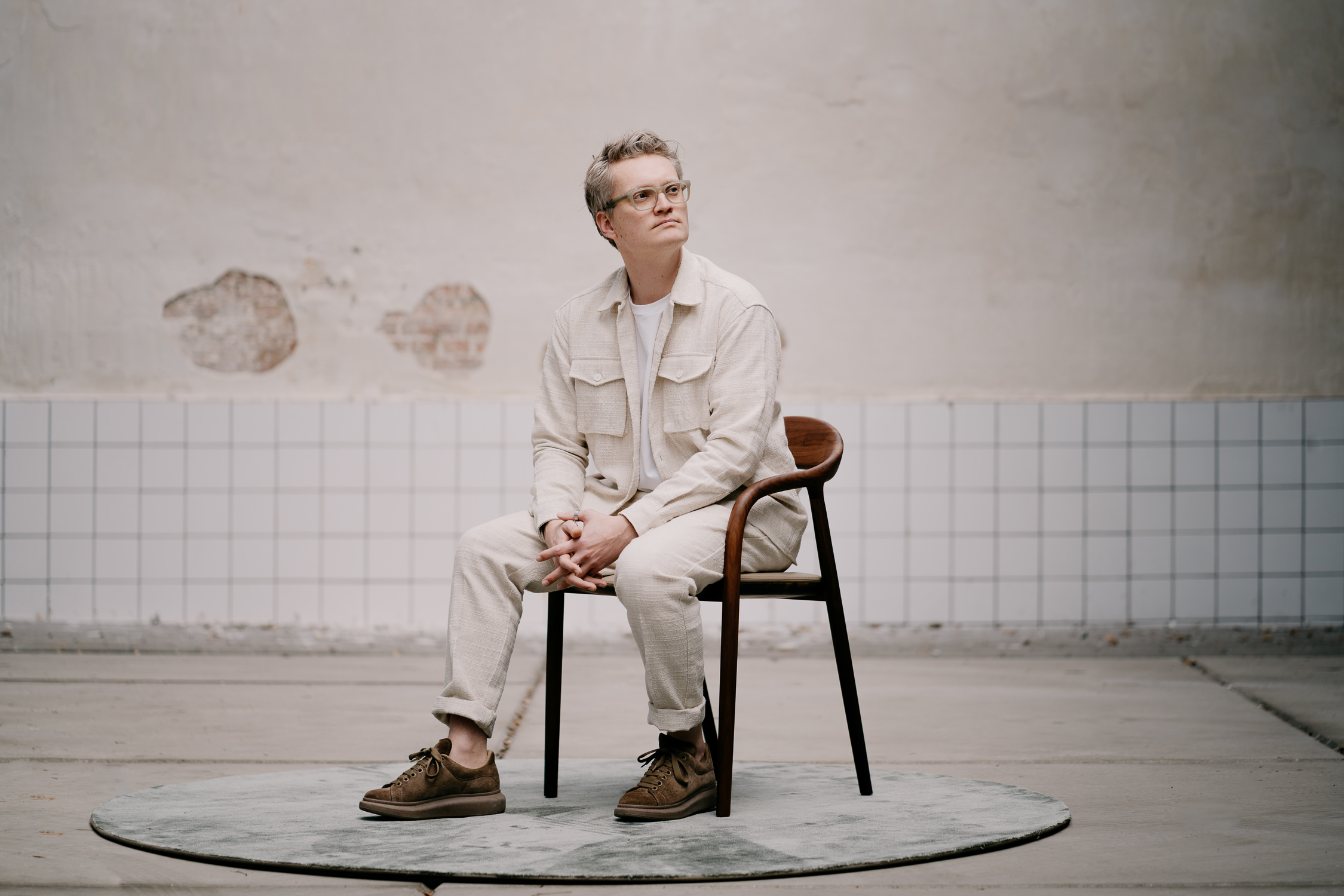 Editorial portrait in industrial space