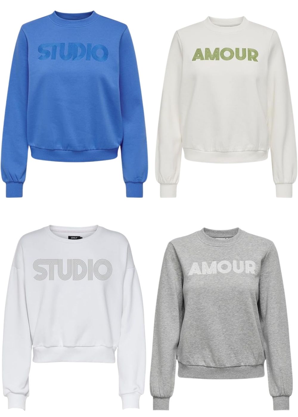 ONLY ONLANA L/S EMBROIDERY O-NECK BOX SWT Sweatshirt Kadın