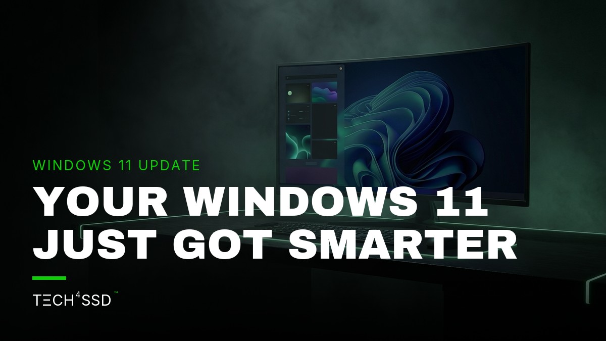 A sleek, modern desktop setup showcasing the new Windows 11 Release Preview Builds features, including a customizable taskbar and a personalized Start menu.