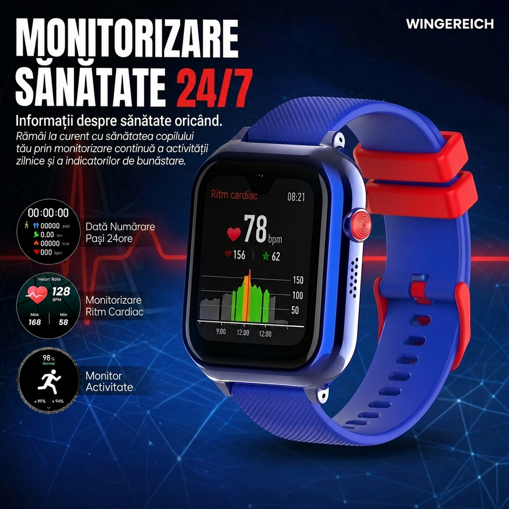Ceas smartwatch Wingereich copii AI albastru
