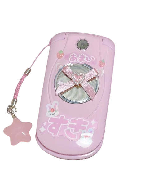 closed pink flip phone