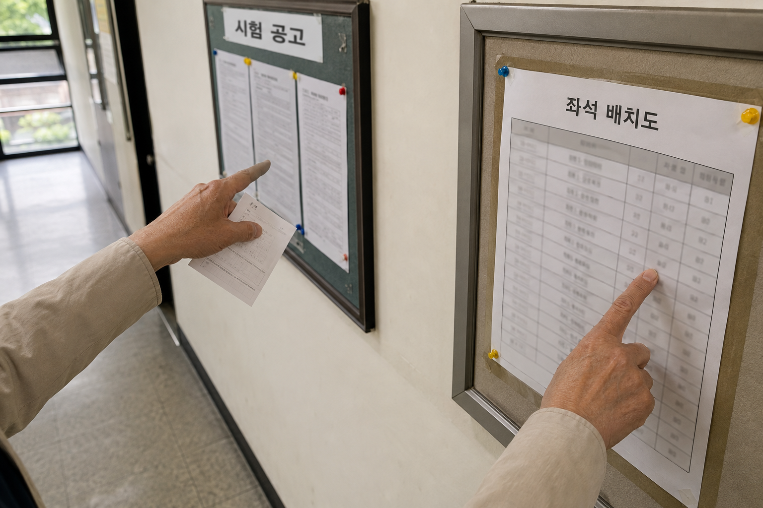 추가접수 공고와 다른 응시자의 취소 좌석을 구분한 장면