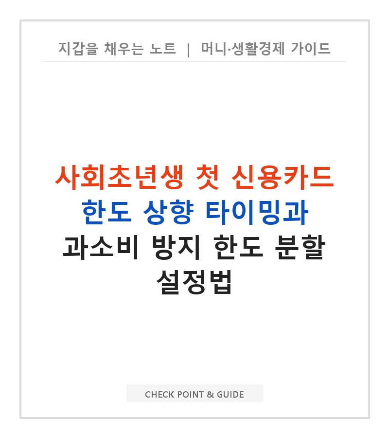 사회초년생 첫 신용카드 한도 상향 타이밍과 과소비 방지 한도 분할 설정법