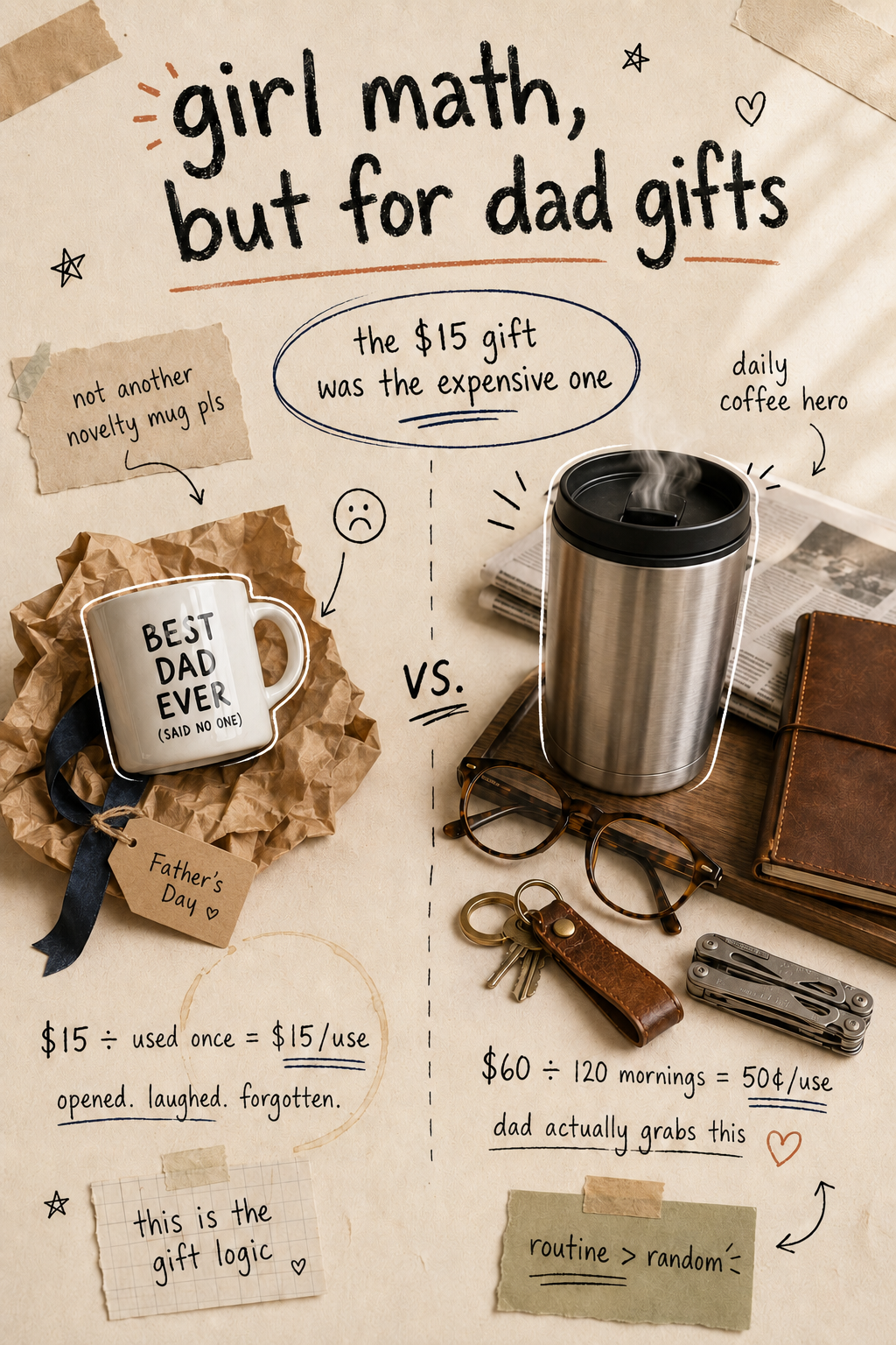 Price-per-use comparison framework for Father's Day gifts across three budget bands