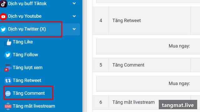 Dịch vụ tăng comment Twitter/X tại Tangmat.live
