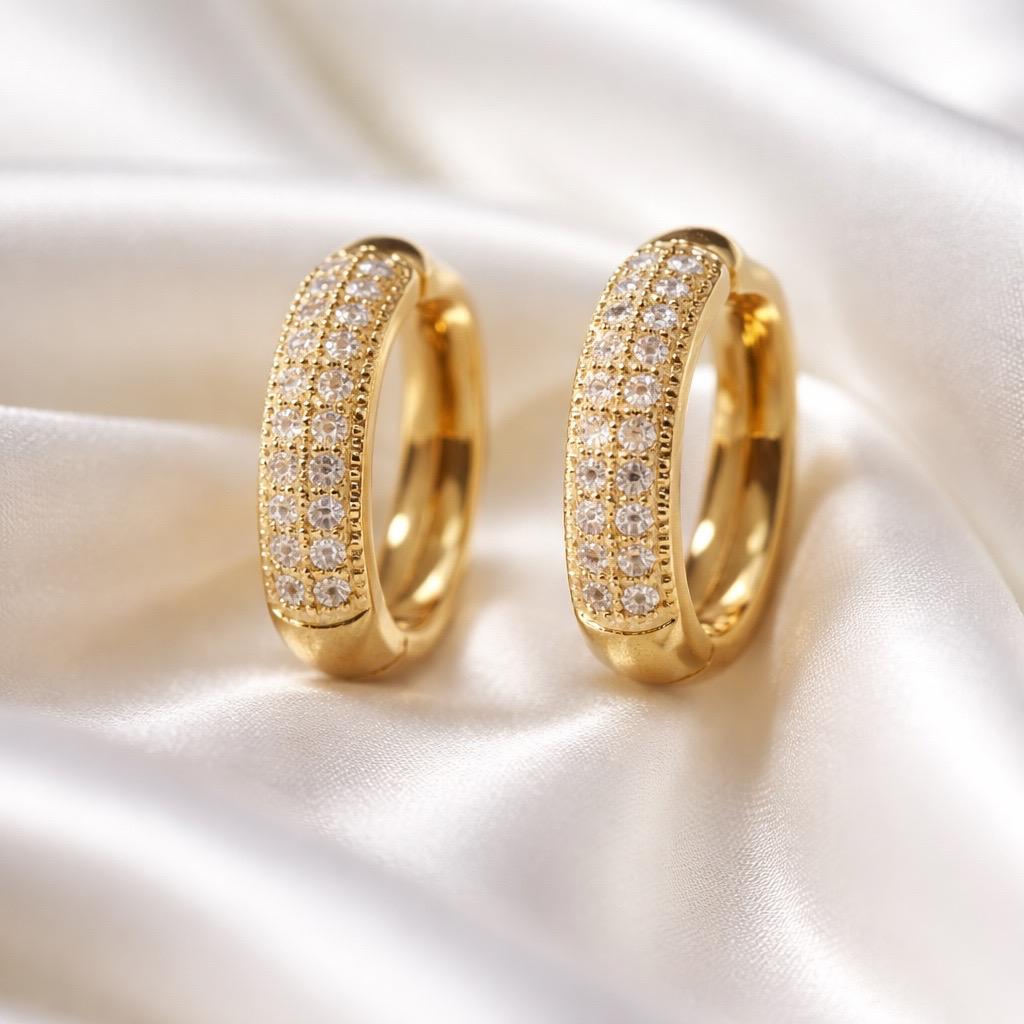 S. Steel Small Diamond Hoops