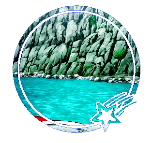 A gif from the Anime of Ash's Pikachu with his hat; getting out of the water by holding onto a rock.