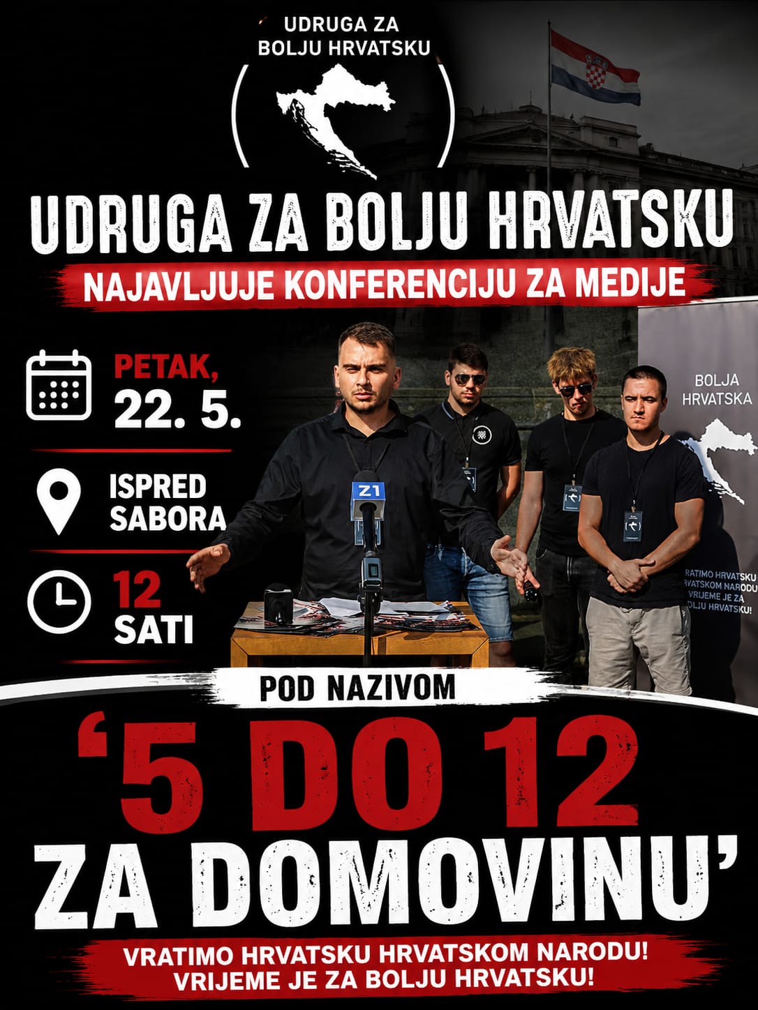 Najava press konferencije udruge za bolju Hrvatsku