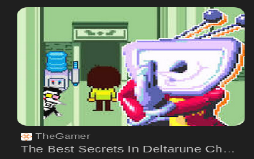 Image from a totally not clickbait "TheGamer" Post - "The Best Secrets in Deltarune Chapter 3" with Tenna and Spamton