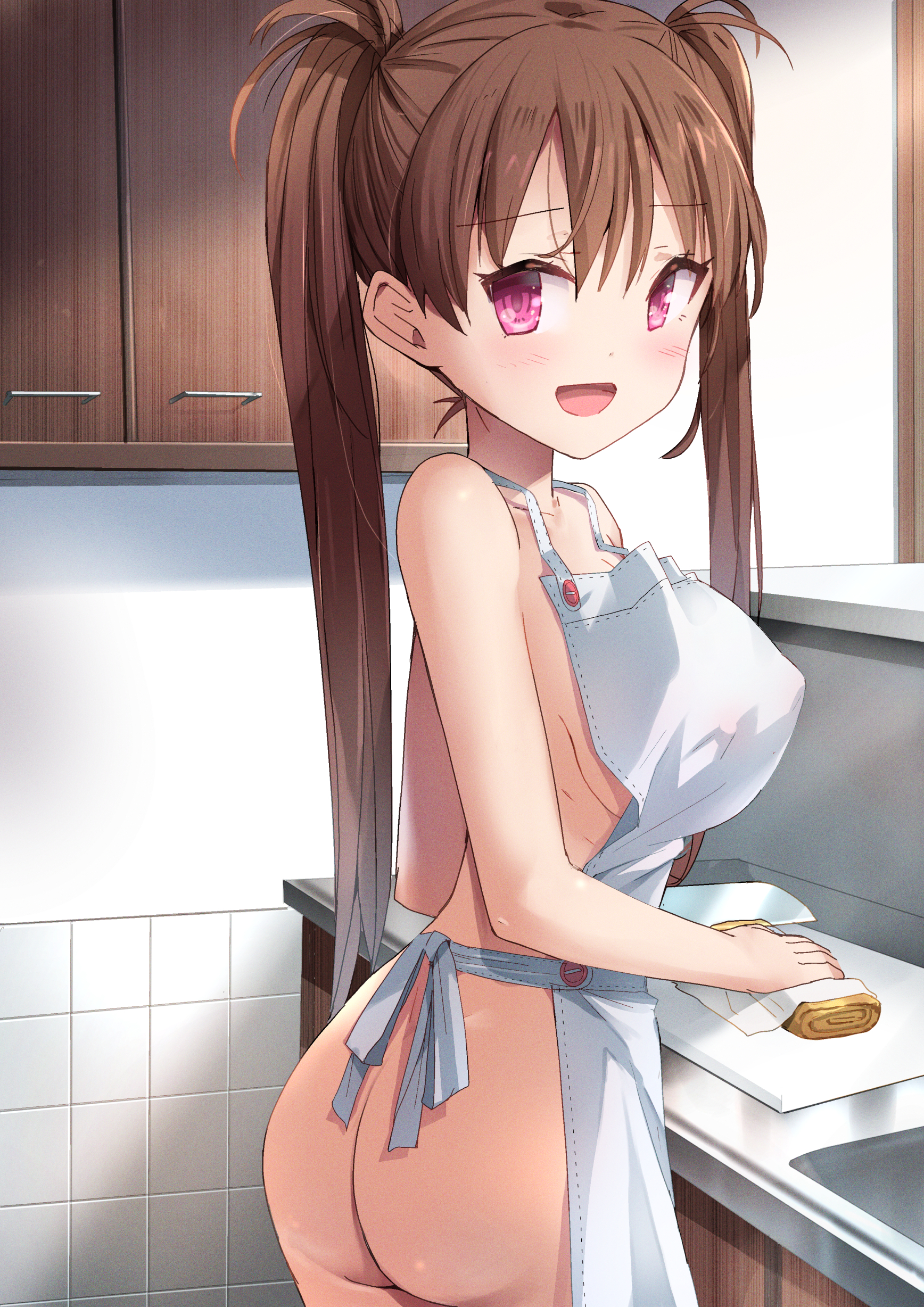 Naked Apron Twintailed Cutie [Original] picture