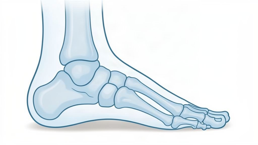 x-ray style illustration of a foot showing heel spur bone growth area