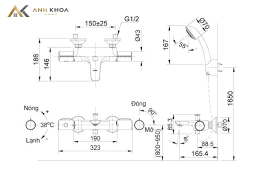Ban ve sen tam Inax BFV-3413T-3C