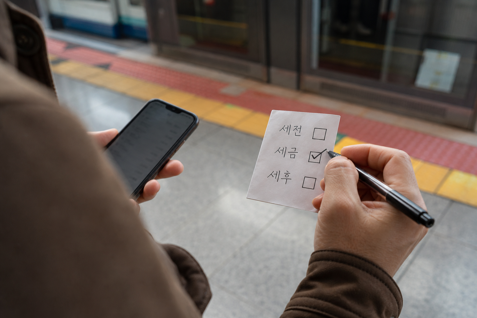 증권사 지급명세의 세전 금액과 세금과 세후 입금액을 대조하는 장면