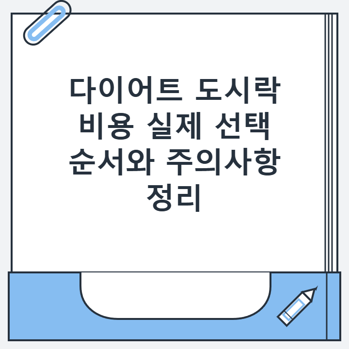 다이어트 도시락 비용 실제 선택 순서와 주의사항 정리