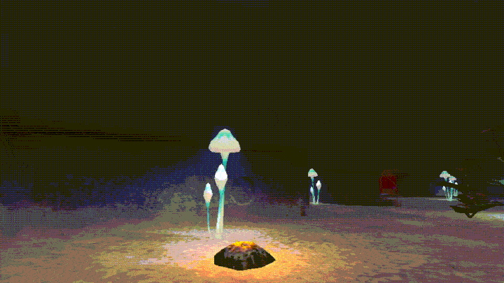 A glowing fire geyser spewing flames.