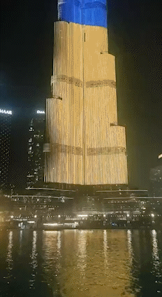 Burj Khalifa in Dubai today for Ukrainian Independence Day