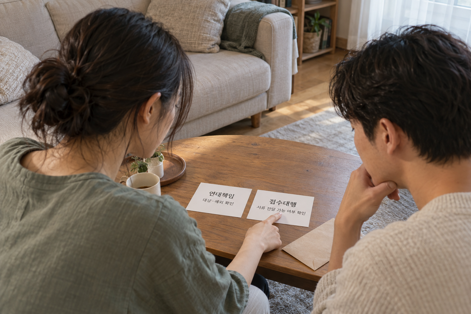 연대책임 제외와 접수대행 가능 여부를 따로 확인하는 비교 장면