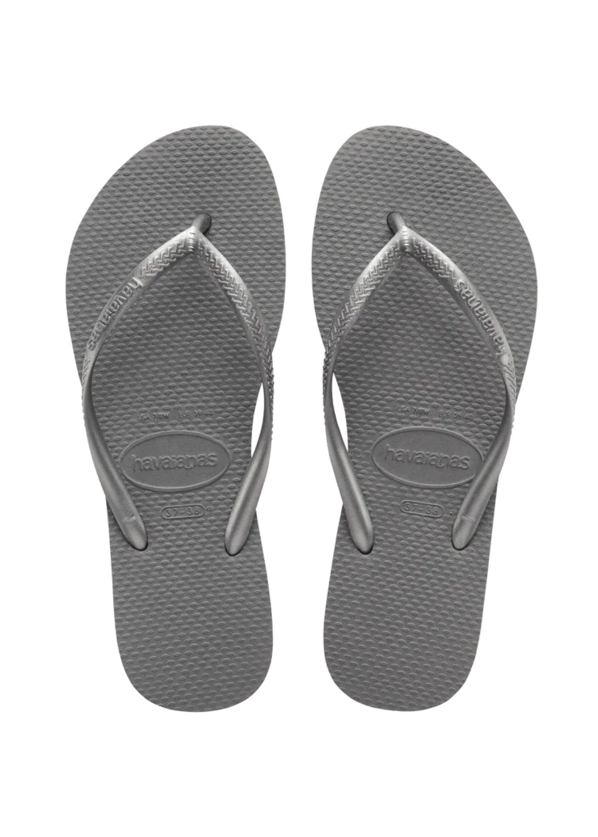 Slim Havaianas flip-flops, silver steel grey